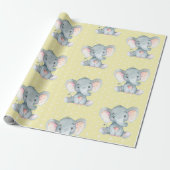 Cute Elephant Baby Yellow en Grey Cadeaupapier (Uitgerold)