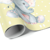 Cute Elephant Baby Yellow en Grey Cadeaupapier (Rol Hoek)