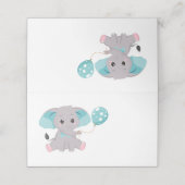 Cute Elephant Ballon Blue Place Card (Buitenkant ongevouwen)