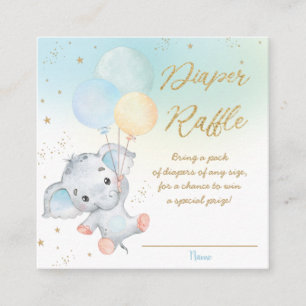 Cute Elephant Balloons Boy Diaper Raffle Informatiekaartje