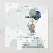 Cute Elephant Balloons Clouds Baby shower Kaart (Voorkant / Achterkant)
