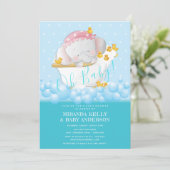 Cute Elephant Bath Baby shower Kaart (Staand voorkant)
