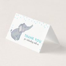 Cute Elephant bleu Confetti Baby shower Merci