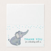 Cute Elephant bleu Confetti Baby shower Merci (Outside Unfolded)