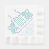 Cute Elephant blue genaamd baby shower boy napkin Servetten (Voorkant)