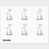 Cute Elephant Blue Heart Balloons Boy Baby shower Ronde Sticker (Vel)