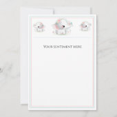 Cute Elephant Blue Roze Baby shower Bedankkaart (Achterkant)
