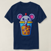 Cute Elephant Boba Milk Tea Cartoon T-shirt (Design voorkant)