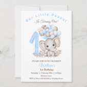 Cute Elephant Boy 1er Invitation anniversaire (Devant)