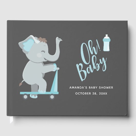 Cute Elephant Boy Baby shower Gastenboek (Voorkant)