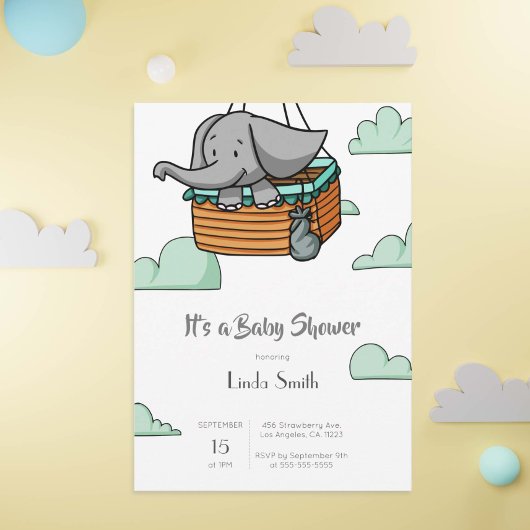 Cute Elephant Boy Baby shower Kaart