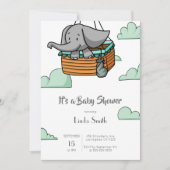 Cute Elephant Boy Baby shower Kaart (Voorkant)