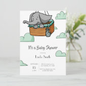 Cute Elephant Boy Baby shower Kaart (Staand voorkant)