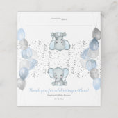 Cute Elephant Boy Balloons Baby shower Guest Name (Buitenkant ongevouwen)