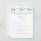 Cute Elephant Boy Blue Script Modern Baby shower Kaart (Achterkant)