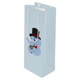 Cute elephant boy cartoon gift wijn cadeautas
