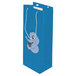 Cute elephant boy cartoon gift wijn cadeautas