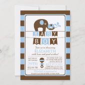 Cute Elephant Boys Baby shower Invitation (Devant)