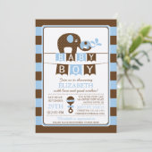 Cute Elephant Boys Baby shower Invitation (Debout devant)