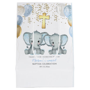 Cute Elephant Boys Baptisme Medium Cadeauzakje