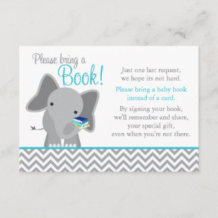Cute Elephant Chevron Blauwgroen Baby shower Book Kaart