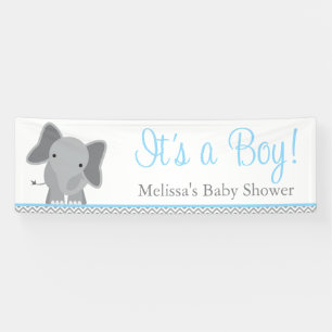 Cute Elephant Chevron Light Blue Baby shower Spandoek