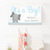 Cute Elephant Chevron Light Blue Baby shower Spandoek (Insitu)
