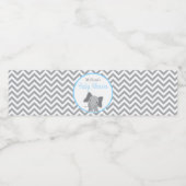 Cute Elephant Chevron Light Blue Baby shower Waterfles Etiket (Enkel label)