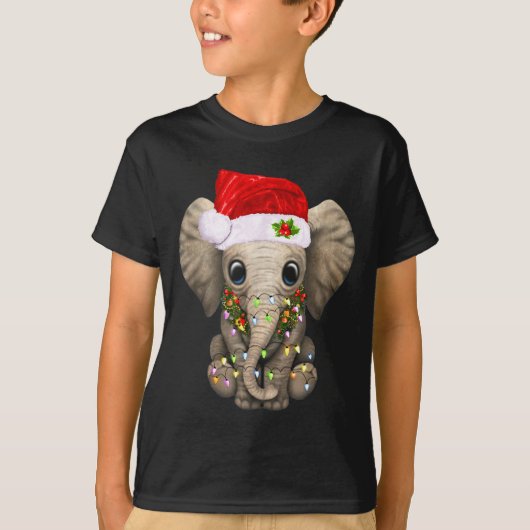 Cute Elephant Christmas Light Funny Elephant Lover T-shirt (Voorkant)