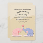 Cute Elephant Couple Baby shower Invitation (Devant / Derrière)