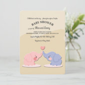Cute Elephant Couple Baby shower Invitation (Debout devant)