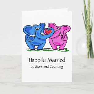 Cute Elephant Couple in Love Jubileum Kaart