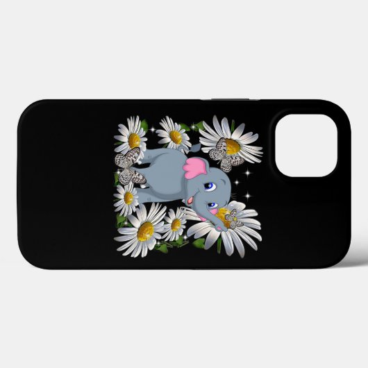 Cute Elephant Daisy Flower Butterfly Case-Mate iPhone Case (Achterkant (horizontaal))