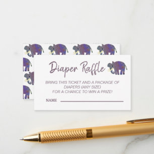 Cute Elephant Diaper Raffle Baby shower Informatiekaartje