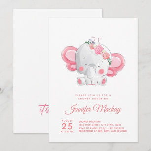 Cute Elephant, een meisje! Baby Shower Kaart