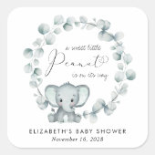 Cute Elephant Eucalyptus Baby shower Vierkante Sticker (Voorkant)