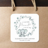 Cute Elephant Eucalyptus Baby shower Vierkante Sticker
