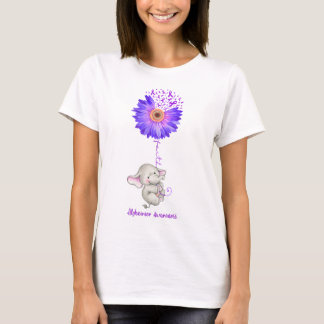 Cute Elephant Faith Hope Love Alzheimer's Awarenes T-shirt