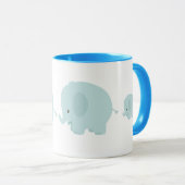 Cute Elephant famille imprimé tasse de café (Devant droit)