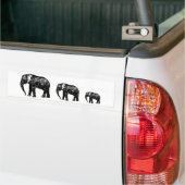 Cute Elephant Family silhouette design Bumpersticker (Op Truck)
