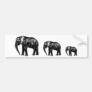 Cute Elephant Family silhouette design Bumpersticker