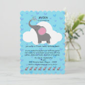 Cute Elephant First Birthday Invitation Kaart (Staand voorkant)