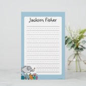 Cute Elephant Fish Scene met koraal Briefpapier (Staand voorkant)