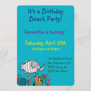 Cute Elephant Fish Scene met koraal Kaart