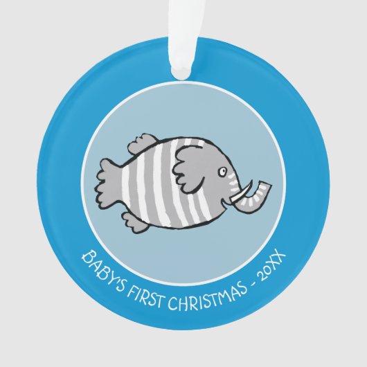 Cute Elephant Fish Scene met koraal Ornament (voorkant)