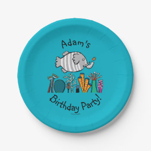 Cute Elephant Fish Scene met koraal Papieren Bordje