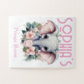 Cute Elephant Floral Puzzles  (Horizontal)