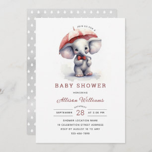 Cute Elephant Gender Neutral Baby shower Kaart