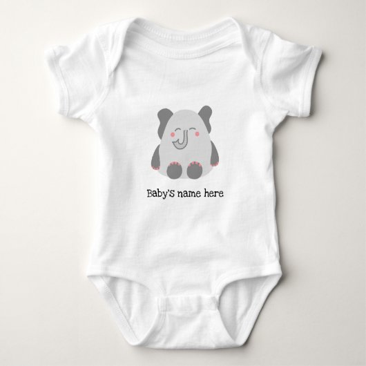 Cute elephant gepersonaliseerde baby bodysuit (Voorkant)