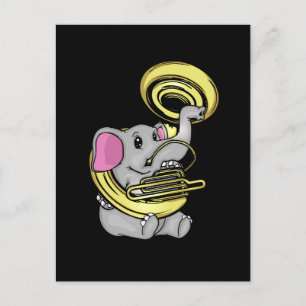 Cute Elephant Gift Kinder Music Sousaphone Player Briefkaart